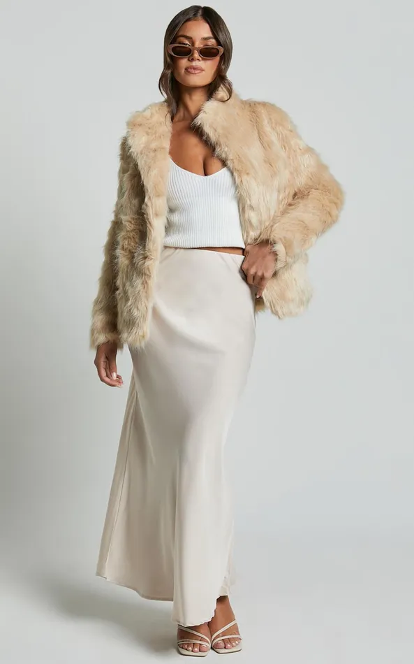 Showpo Lioness 8211 Bada Bing Faux Fur In Beige Women Jackets and Coats