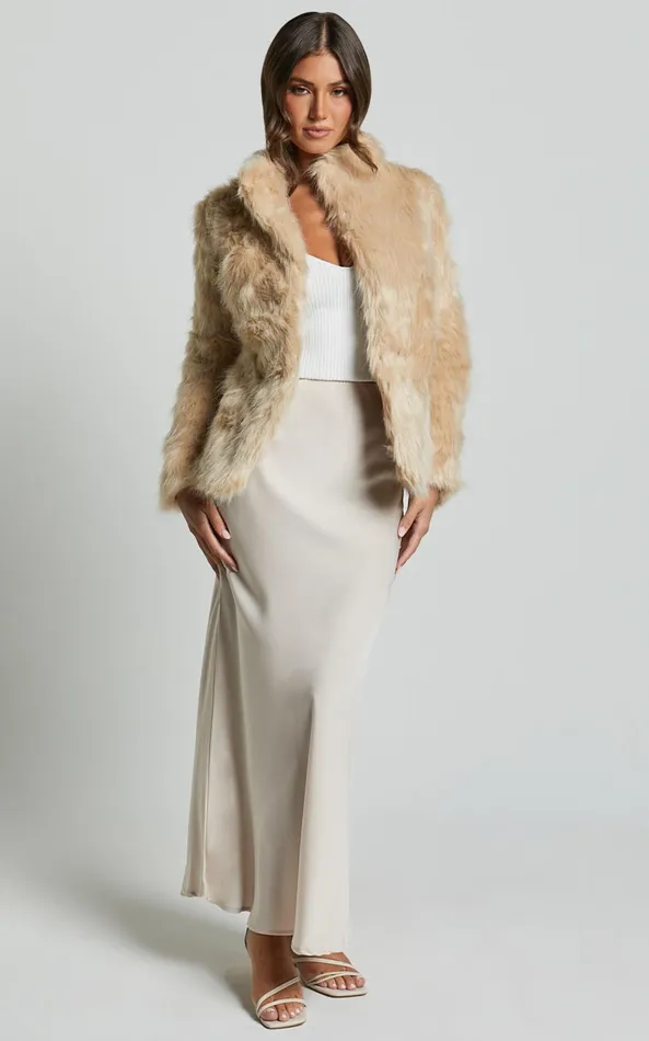 Showpo Lioness 8211 Bada Bing Faux Fur In Beige Women Jackets and Coats