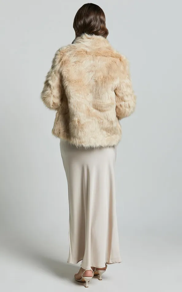 Showpo Lioness 8211 Bada Bing Faux Fur In Beige Women Jackets and Coats