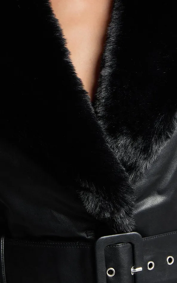 Showpo Lioness 8211 Brooklyn Short PU With Fur Trim Coat In Onyx Women Jackets and Coats Showpo Lioness 8211 Brooklyn Short PU With Fur Trim Coat In Onyx Women Jackets and Coats