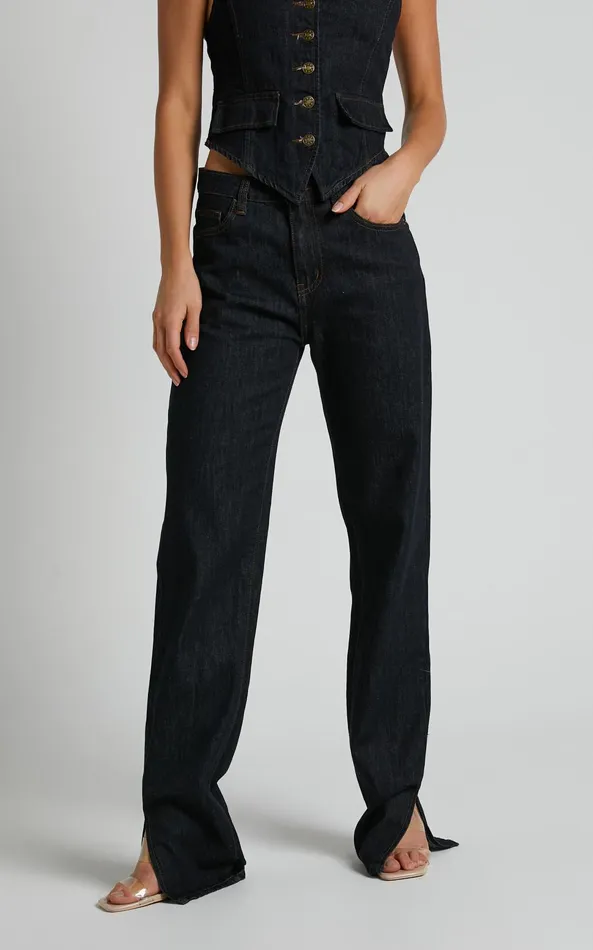Showpo Lioness 8211 Crawford Jeans In Dark Denim Women Denim