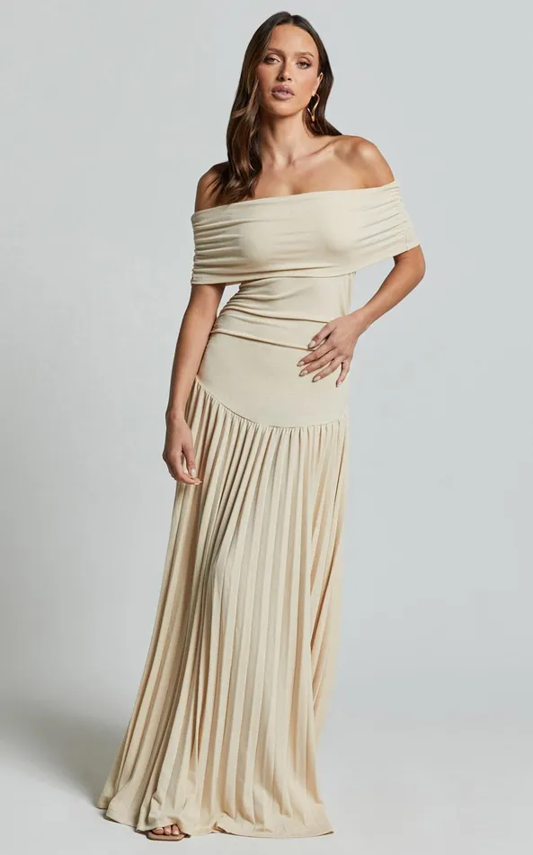 Showpo Lioness 8211 Field Of Dreams Maxi Dress In Oatmeal Women Dresses