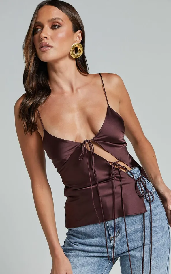 Showpo Lioness 8211 Mariah Cami Top In GARNET Women Tops