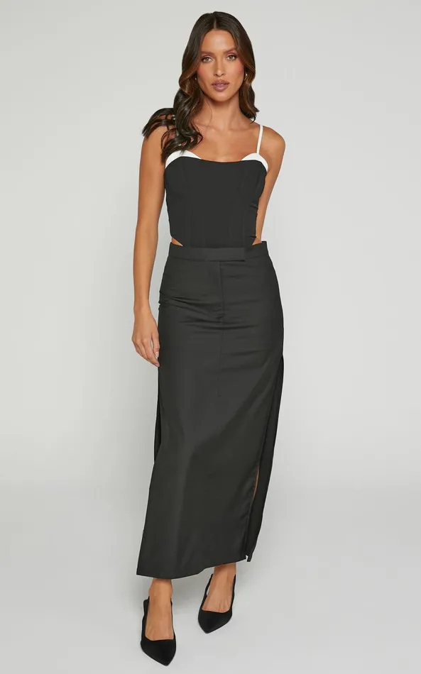 Showpo Lioness 8211 Minimalist Midi Skirt In Onyx Women Skirts