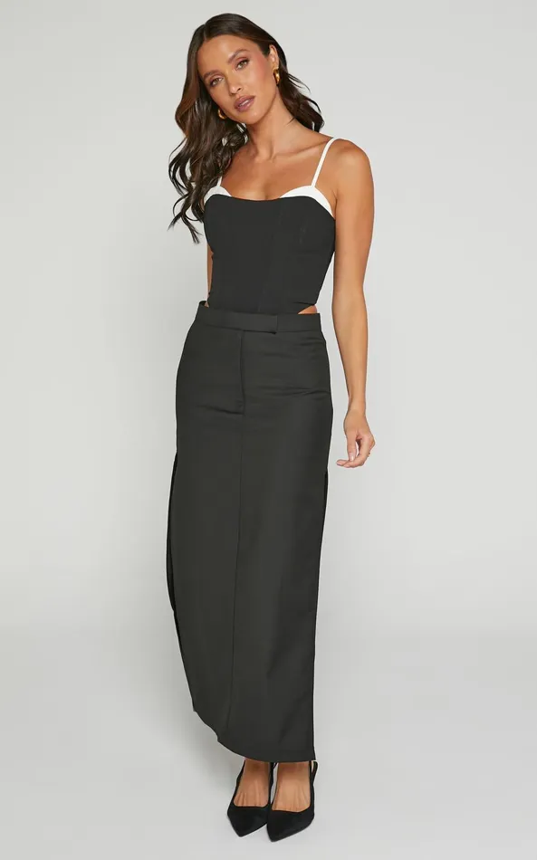 Showpo Lioness 8211 Minimalist Midi Skirt In Onyx Women Skirts