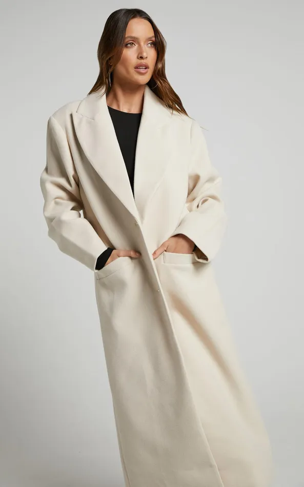 Showpo Lioness 8211 Olsen Coat In Cream Women Jackets and Coats