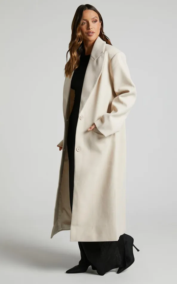 Showpo Lioness 8211 Olsen Coat In Cream Women Jackets and Coats