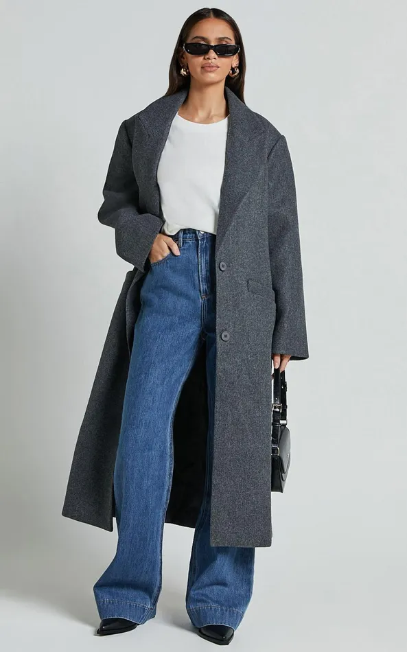 Showpo Lioness 8211 Olsen Coat In Grey Marle Women Jackets and Coats