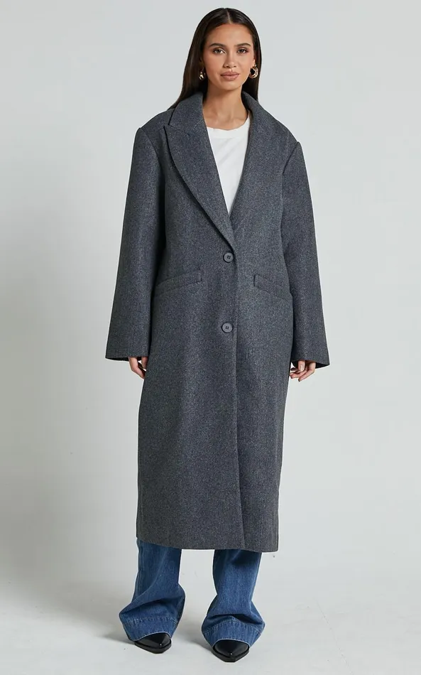 Showpo Lioness 8211 Olsen Coat In Grey Marle Women Jackets and Coats