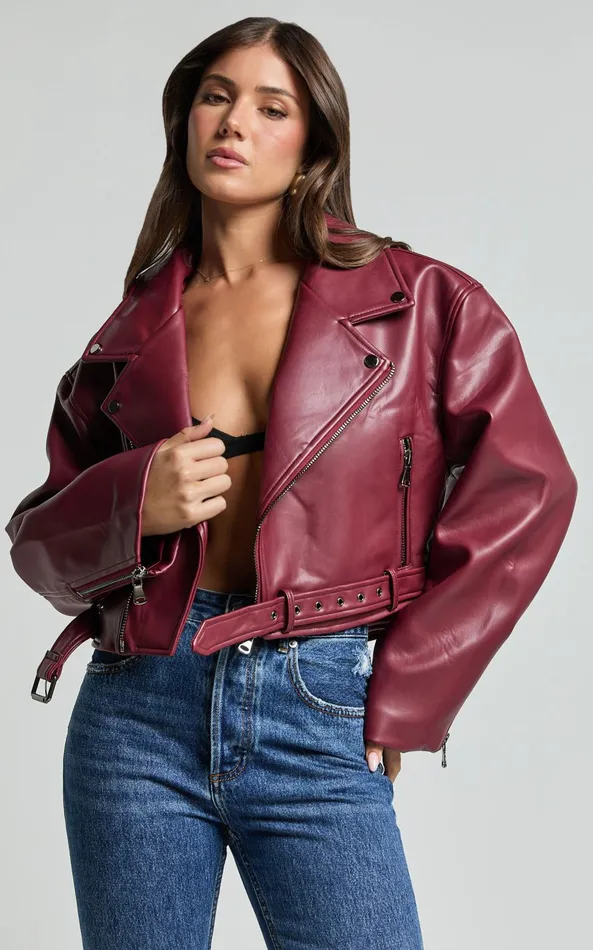 Showpo Lioness 8211 Staten Island PU Jacket In Mulberry Women Jackets and Coats Showpo Lioness 8211 Staten Island PU Jacket In Mulberry Women Jackets and Coats