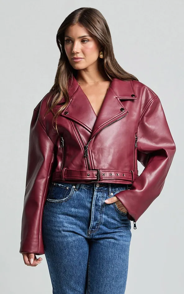 Showpo Lioness 8211 Staten Island PU Jacket In Mulberry Women Jackets and Coats Showpo Lioness 8211 Staten Island PU Jacket In Mulberry Women Jackets and Coats