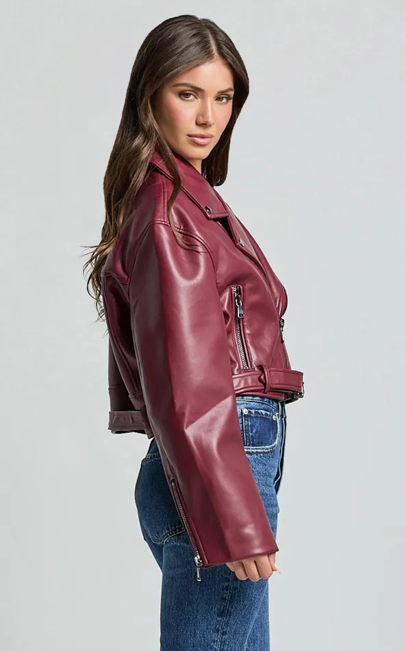 Showpo Lioness 8211 Staten Island PU Jacket In Mulberry Women Jackets and Coats Showpo Lioness 8211 Staten Island PU Jacket In Mulberry Women Jackets and Coats