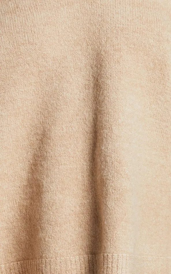 Showpo Livia Jumper 8211 Knitted V Neck Collared Jumper In Beige Marl Women Knitwear
