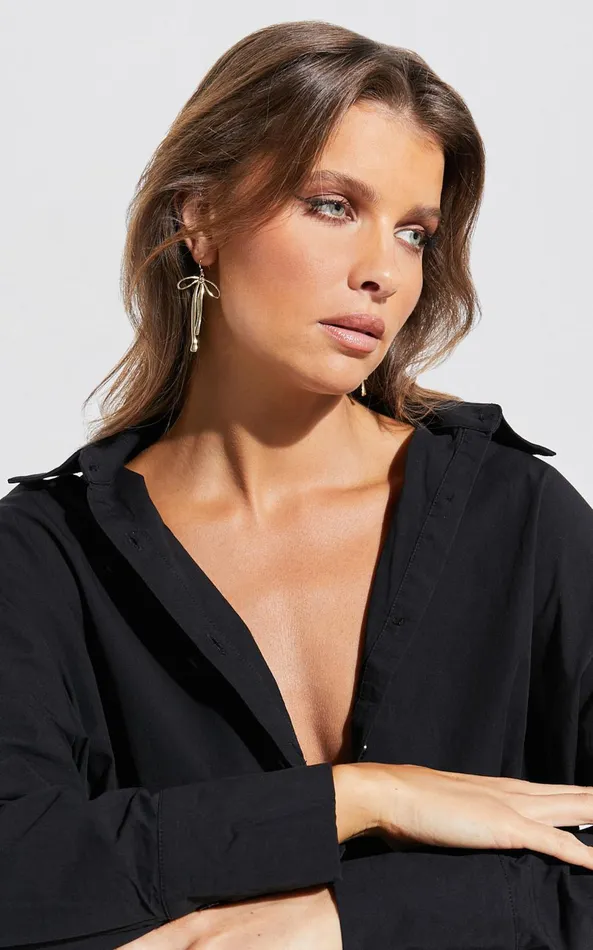 Showpo Livienne Earrings 8211 Bow Shape Drop Earrings In Gold Women Earrings