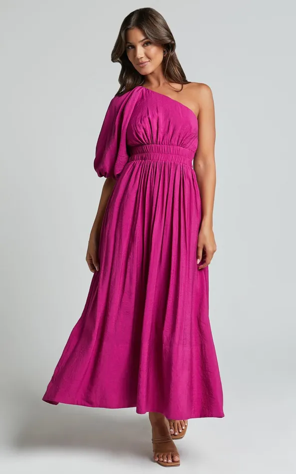 Showpo Lleve Midi Dress 8211 One Shoulder Empire Waist Dress In Grape Women Dresses Showpo Lleve Midi Dress 8211 One Shoulder Empire Waist Dress In Grape Women Dresses