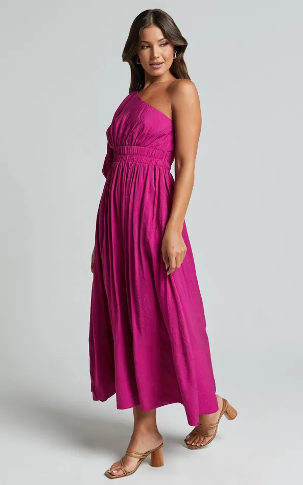 Showpo Lleve Midi Dress 8211 One Shoulder Empire Waist Dress In Grape Women Dresses