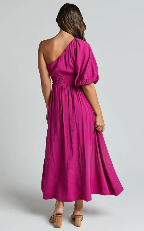 Showpo Lleve Midi Dress 8211 One Shoulder Empire Waist Dress In Grape Women Dresses