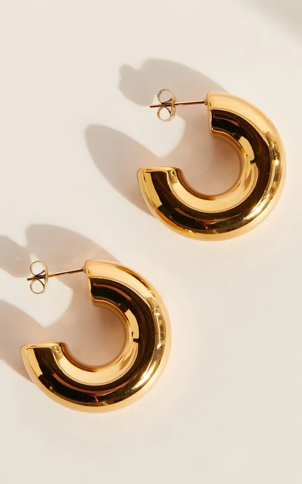 Showpo Lola Chunky Half Hoop Earrings In Gold Women Earrings