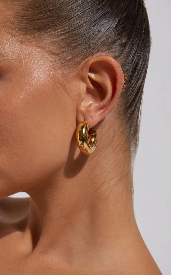 Showpo Lola Chunky Half Hoop Earrings In Gold Women Earrings