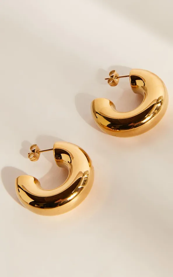 Showpo Lola Chunky Half Hoop Earrings In Gold Women Earrings