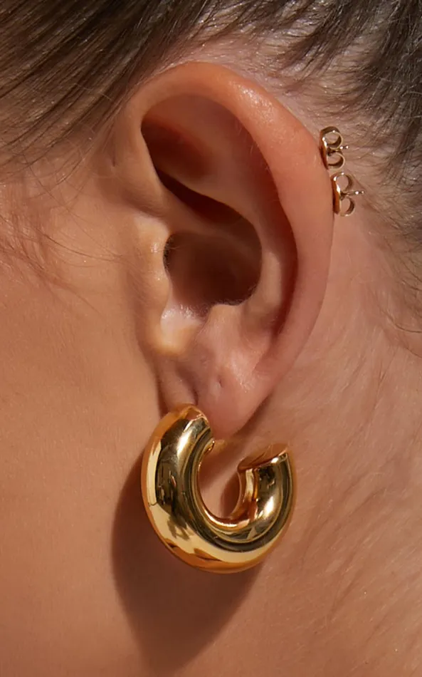 Showpo Lola Chunky Half Hoop Earrings In Gold Women Earrings