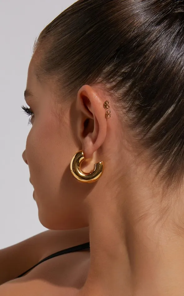 Showpo Lola Chunky Half Hoop Earrings In Gold Women Earrings