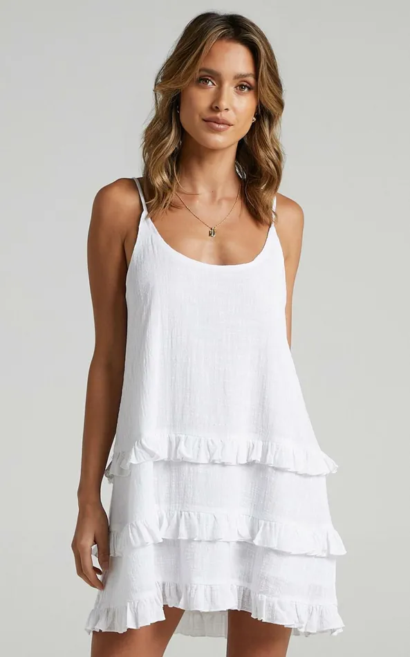 Showpo Long Reflections Mini Dress 8211 Strappy Tiered Dress In White Women Dresses Showpo Long Reflections Mini Dress 8211 Strappy Tiered Dress In White Women Dresses