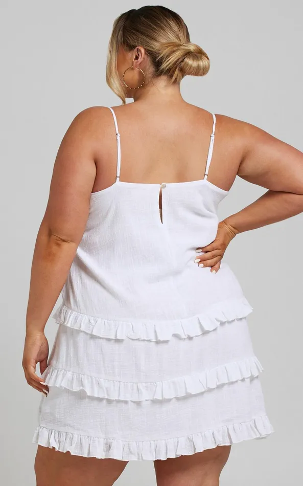 Showpo Long Reflections Mini Dress 8211 Strappy Tiered Dress In White Women Dresses