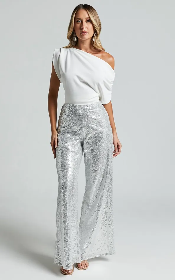 Showpo Looma Sequin Pants 8211 High Waisted Super Wide Leg Pants In Silver Women Curve Clothes Showpo Looma Sequin Pants 8211 High Waisted Super Wide Leg Pants In Silver Women Curve Clothes