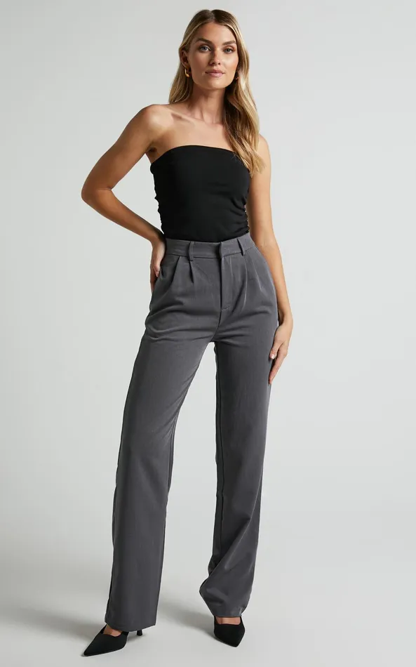 Showpo Lorcan Pants 8211 High Waisted Tailored Pants In Charcoal Women Curve Clothes Showpo Lorcan Pants 8211 High Waisted Tailored Pants In Charcoal Women Curve Clothes