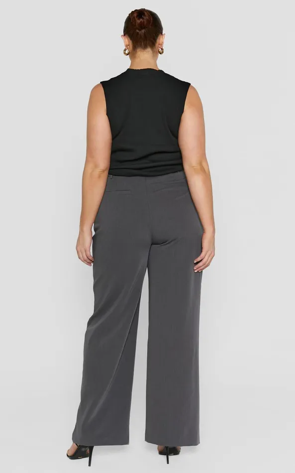 Showpo Lorcan Pants 8211 High Waisted Tailored Pants In Charcoal Women Curve Clothes