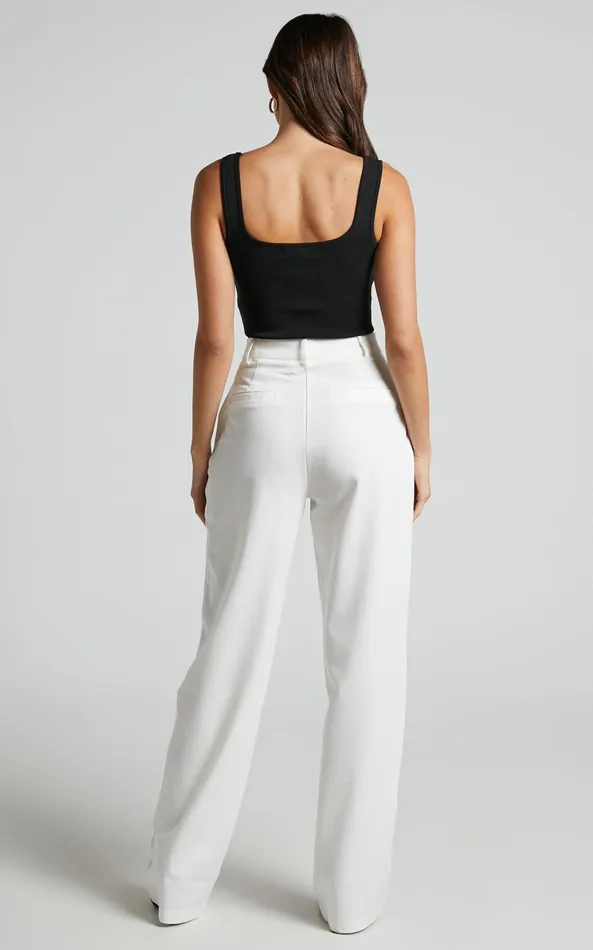 Showpo Lorcan Pants 8211 High Waisted Tailored Pants In White Women Curve Clothes