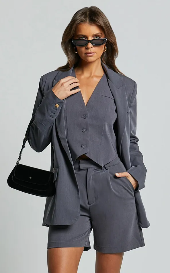 Showpo Lorcan Vest 8211 Tailored Vest In Charcoal Women Tops