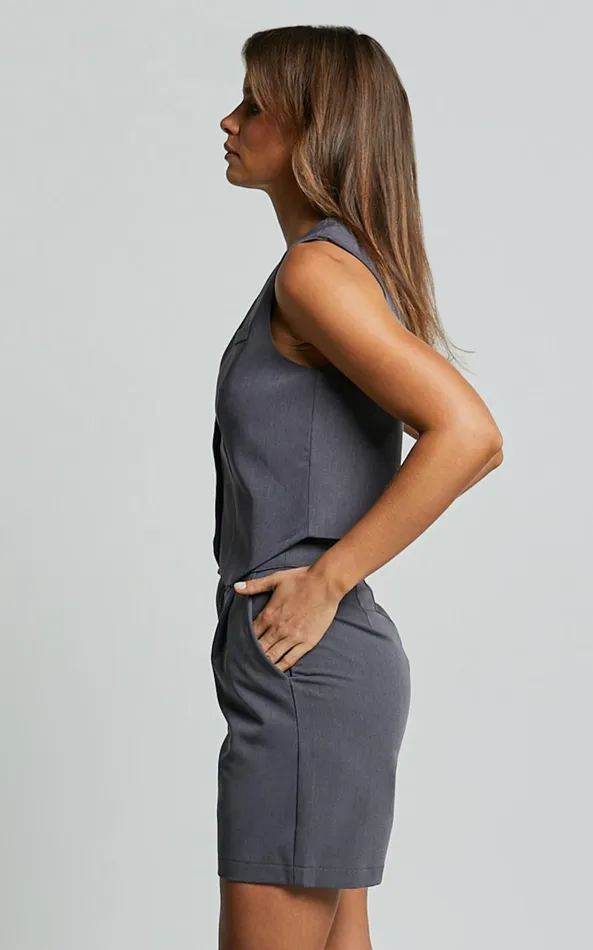 Showpo Lorcan Vest 8211 Tailored Vest In Charcoal Women Tops