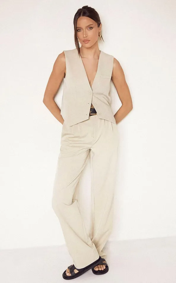 Showpo Lorcan Vest 8211 Tailored Vest In Stone Women Tops