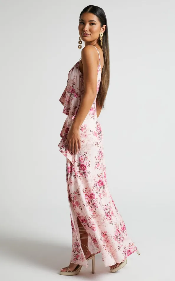 Showpo Loreli Midi Dress 8211 Ruffle Detail Slip Dress In Garden Floral Women Dresses