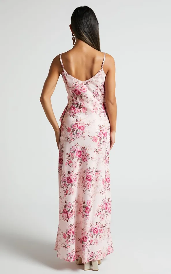 Showpo Loreli Midi Dress 8211 Ruffle Detail Slip Dress In Garden Floral Women Dresses