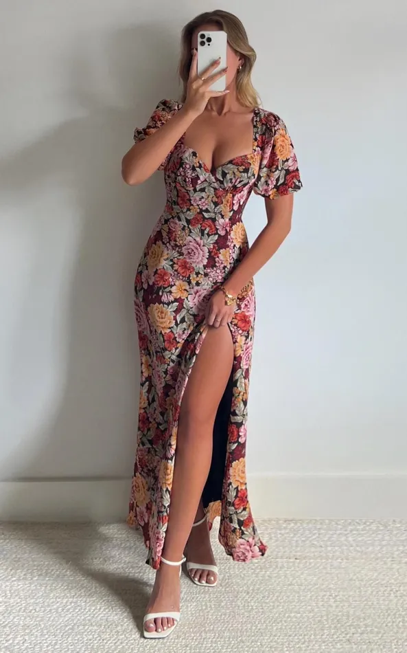 Showpo Lorie Maxi Dress 8211 Short Sleeve Cut Out Tie Back Dress In Boheme Floral Women Dresses Showpo Lorie Maxi Dress 8211 Short Sleeve Cut Out Tie Back Dress In Boheme Floral Women Dresses