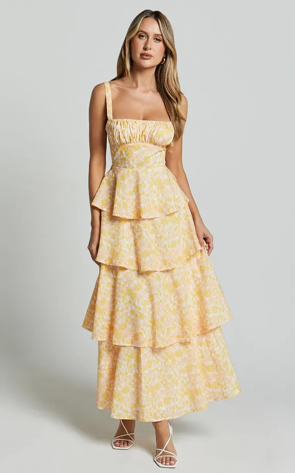 Showpo Lorma Midi Dress 8211 Ruched Layered Dress In Orange Floral Women Dresses Showpo Lorma Midi Dress 8211 Ruched Layered Dress In Orange Floral Women Dresses