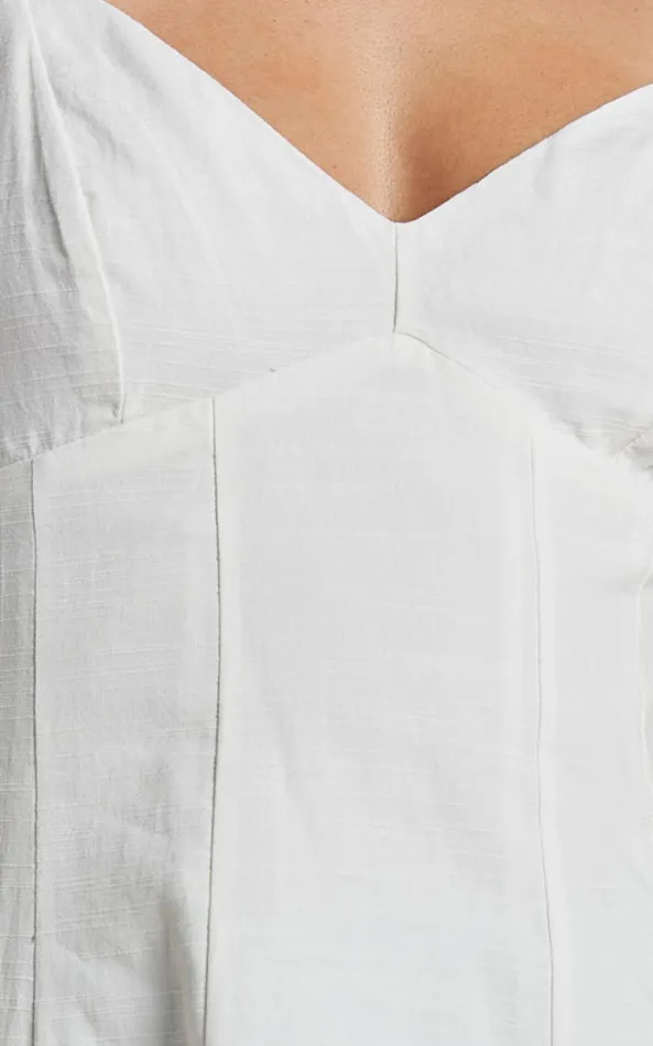 Showpo Louella Top 8211 Strappy Panel Seam Peplum Cami In White Women Tops