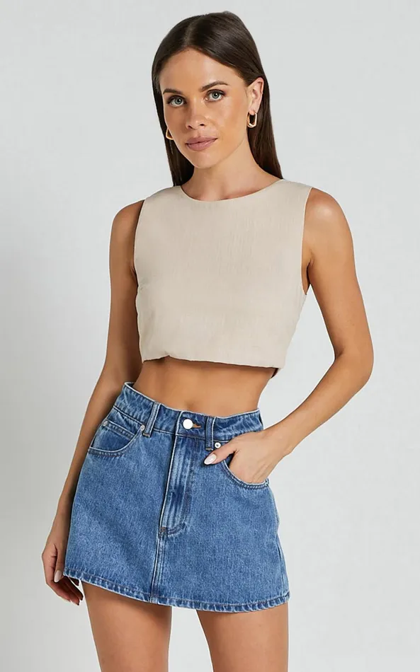 Showpo Loxley Top 8211 Tie Up Top In Natural Women Tops