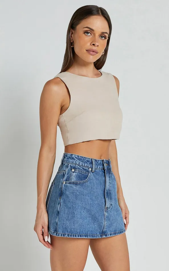 Showpo Loxley Top 8211 Tie Up Top In Natural Women Tops