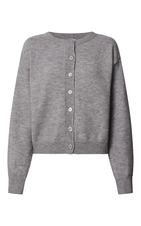 Showpo Lucille Cardigan 8211 Button Through Scoop Neck Knit Cardigan In Grey Women Knitwear