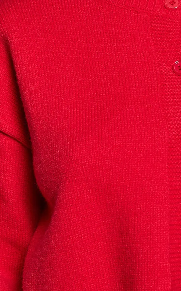 Showpo Lucille Cardigan 8211 Button Through Scoop Neck Knit Cardigan In Red Women Knitwear