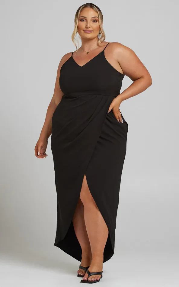 Showpo Lucky Day High Low Maxi Dress In Black Women Curve Clothes