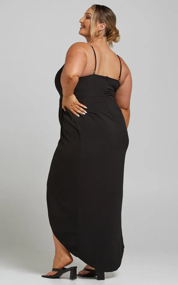 Showpo Lucky Day High Low Maxi Dress In Black Women Curve Clothes