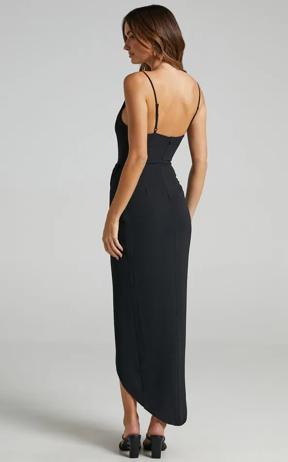 Showpo Lucky Day High Low Maxi Dress In Black Women Curve Clothes