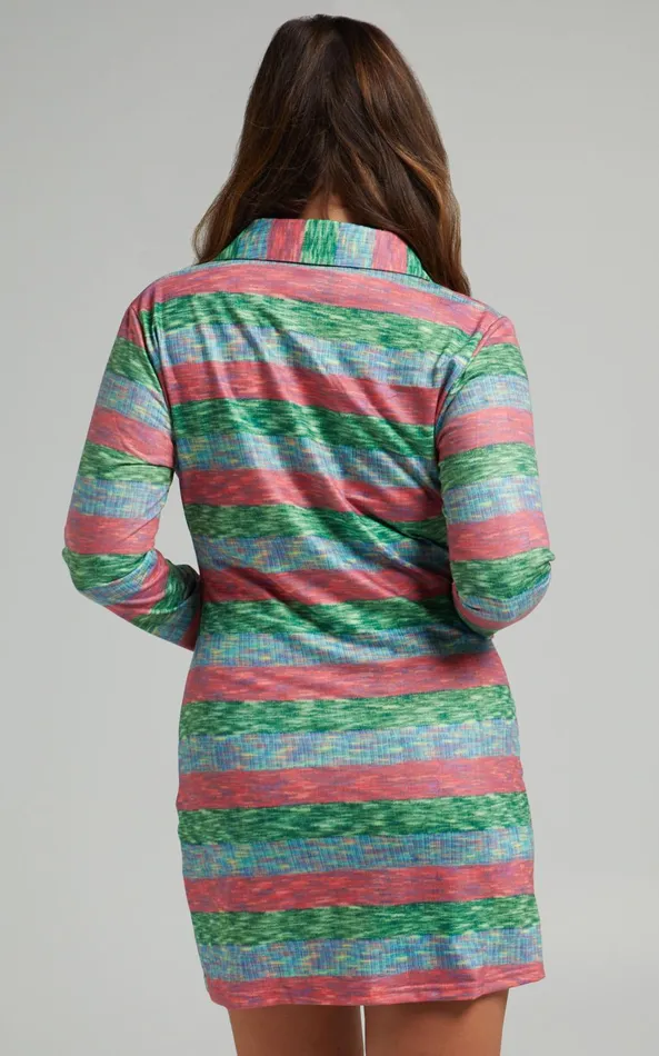 Showpo Lucricia Mini Dress 8211 Long Sleeve Shirt Dress In Multi Women Dresses