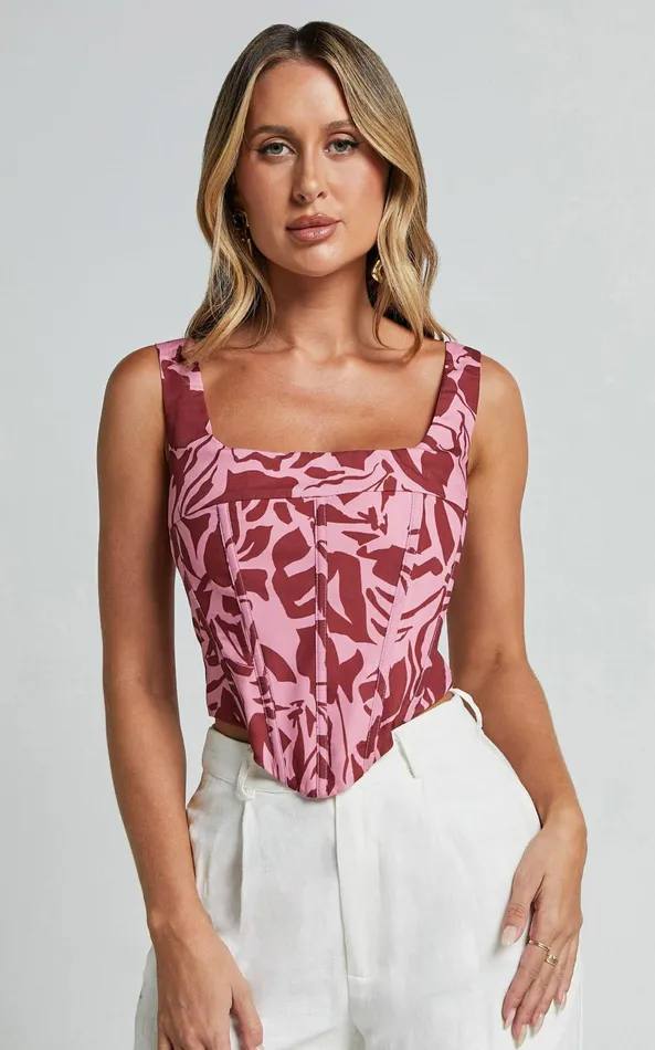 Showpo Lydie Top 8211 Panelled Corset Top In Whirlind Print Women Tops
