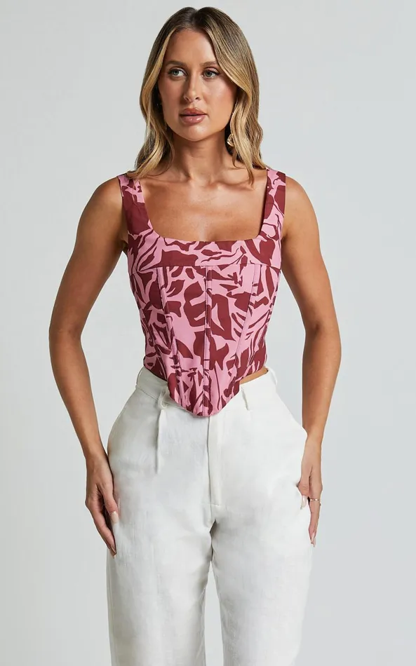 Showpo Lydie Top 8211 Panelled Corset Top In Whirlind Print Women Tops